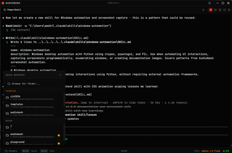 Quick navigation panel